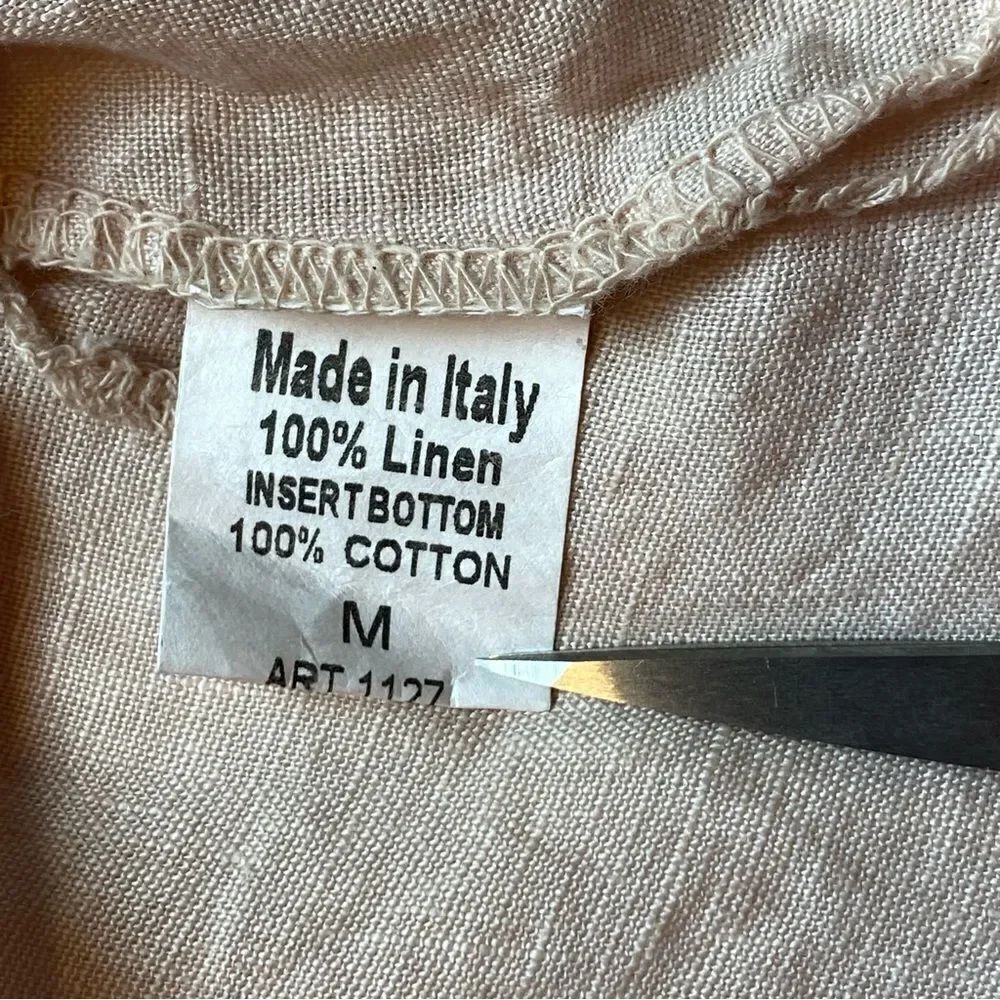 Terzo Millenio Made In Italy Blush Pink Linen Top Size Medium - Picture 4 of 10